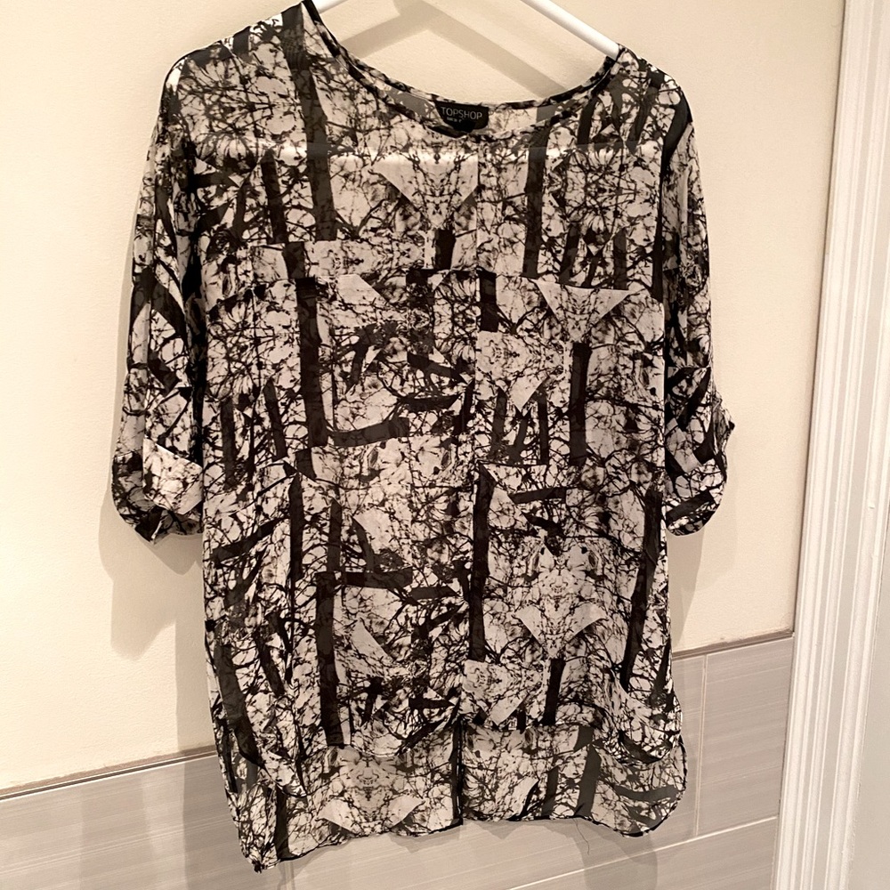 Topshop Open-Back Short Sleeved Blouse